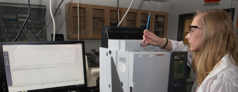 Scientist injecting air as a marker